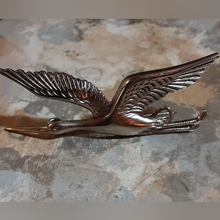 C1930 Sterling Silver Crane In Flight Brooch